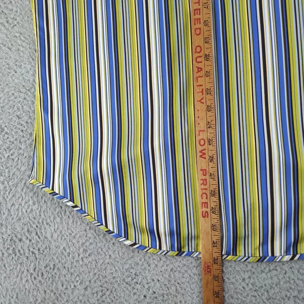 Robert Graham Shirt Mens XL Green Striped Classic Fit Flip Cuff Button Down